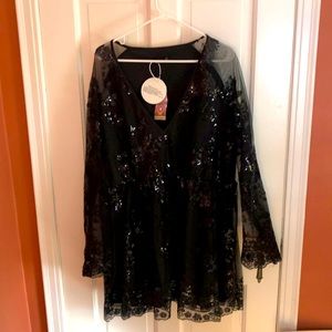 NEW Gorgeous Boohoo SZ 16 (UK 20) sequin wrap Skater dress!